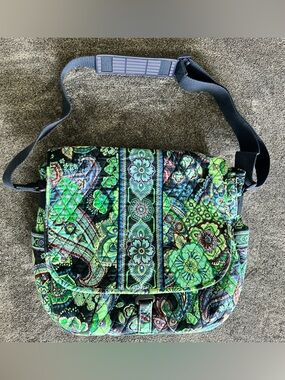 Vera Bradley Blue Rhapsody Large Laptop Organizer Commuter Messenger Bag